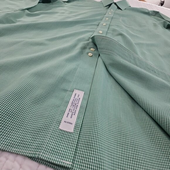 Brooks Brothers Shirt Size 17 1/2 x 34/35 Green Check Spread Collar EUC Non-Iron - Picture 3 of 15